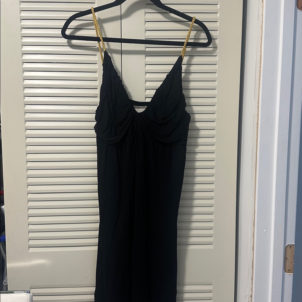 Elegant Ya Ya Black Dress with Gold Rope Straps